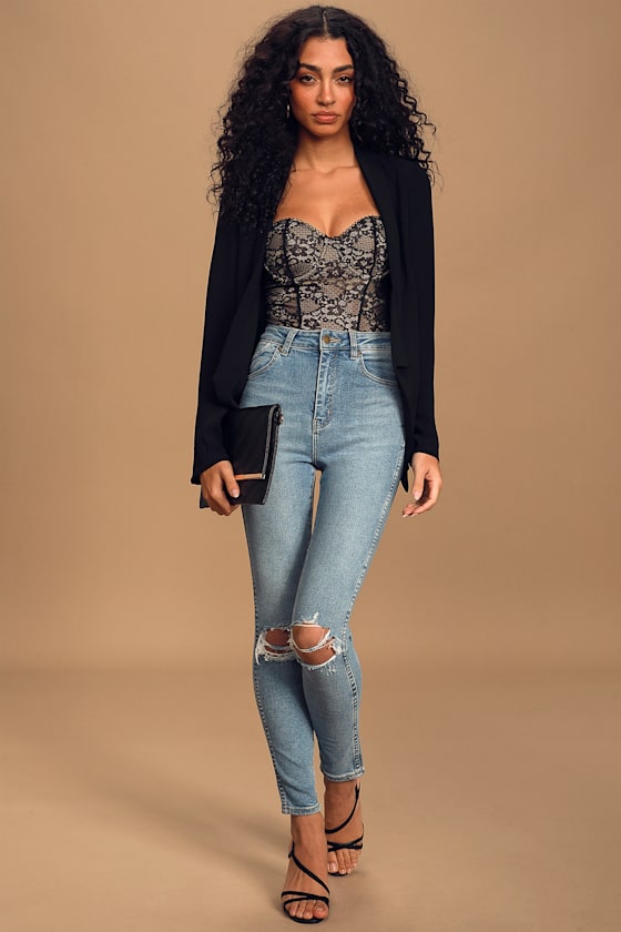 Spice It Up Black Lace Bustier Bodysuit 4