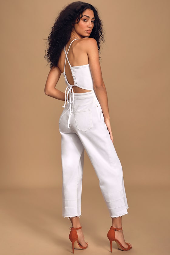 Cami White Denim Wide-Leg Jumpsuit 4