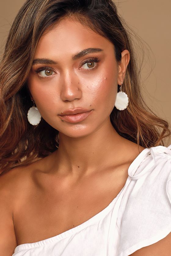 Perfectly Poised White Shell Earrings 1