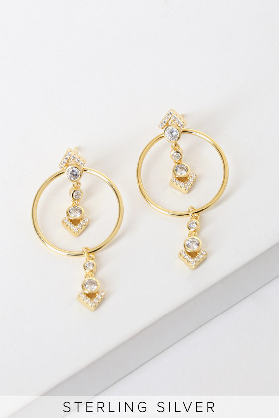 Cute Gold Earrings Rhinestone Hoop Earrings Boho Hoop Earring
