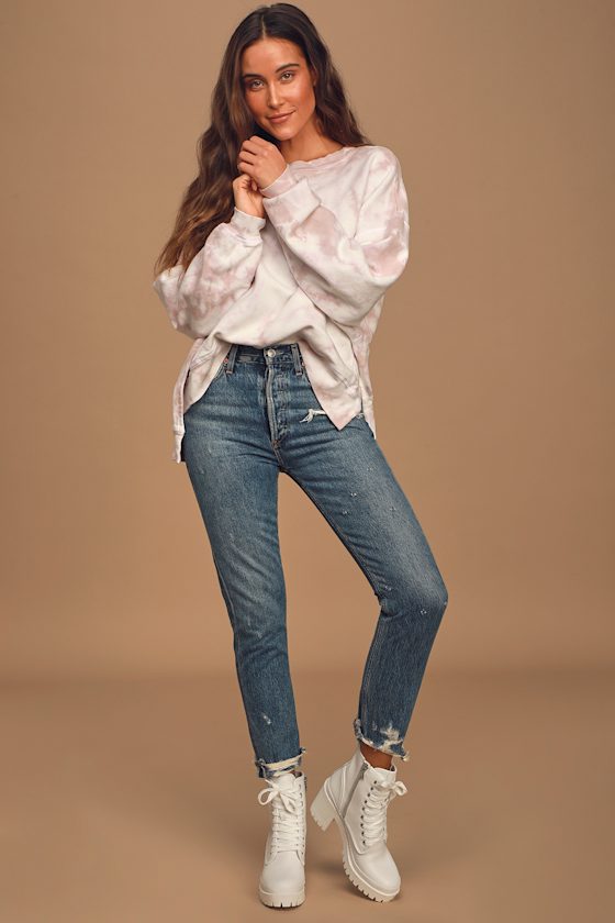 All Warmed Up Dusty Rose Tie-Dye Oversized Pullover Sweatshirt 1