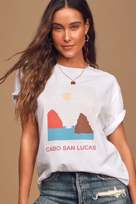 Cabo White Graphic Boyfriend Tee 3