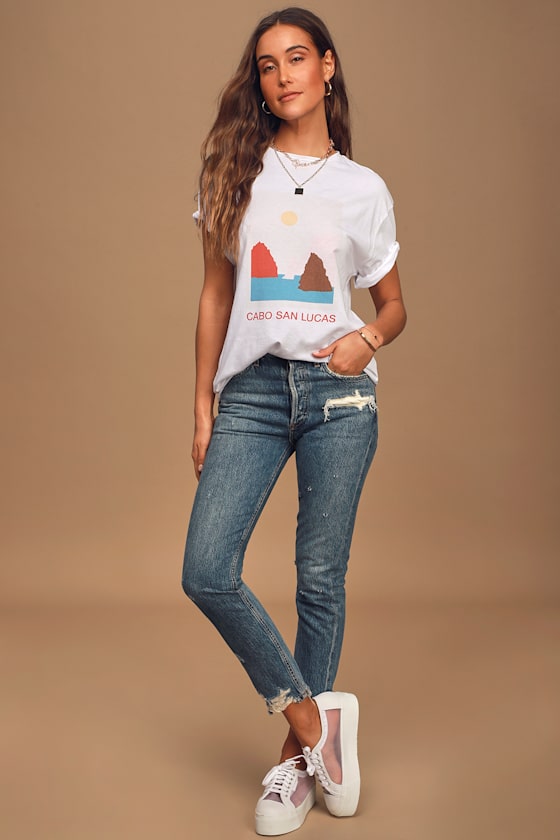 Cabo White Graphic Boyfriend Tee 2