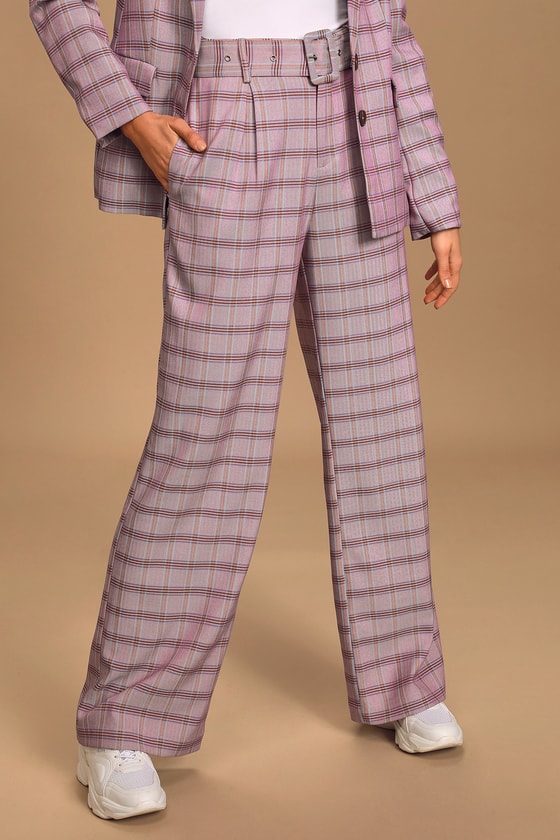 purple plaid pants