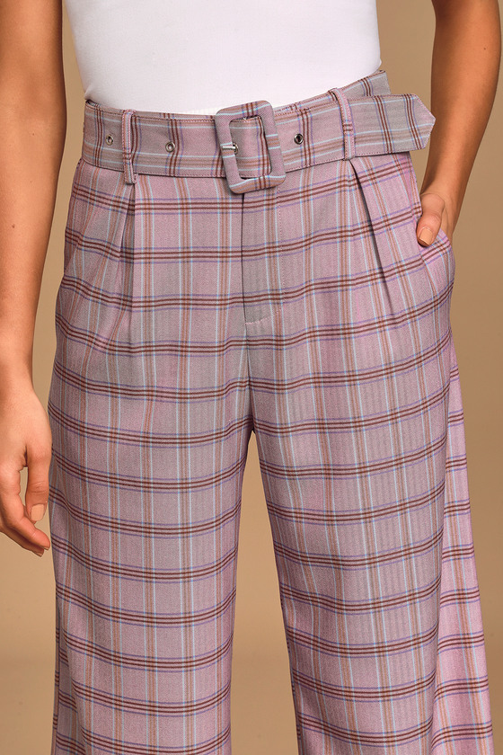 purple plaid pants