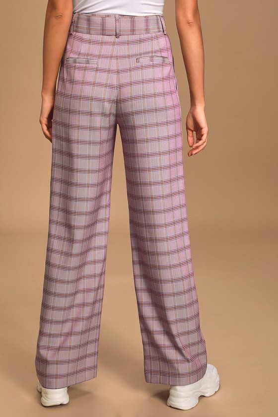 purple plaid pants