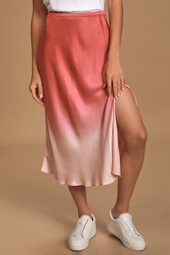 On The Road Carolina Blush Pink Ombré Skirt Side Slit Skirt
