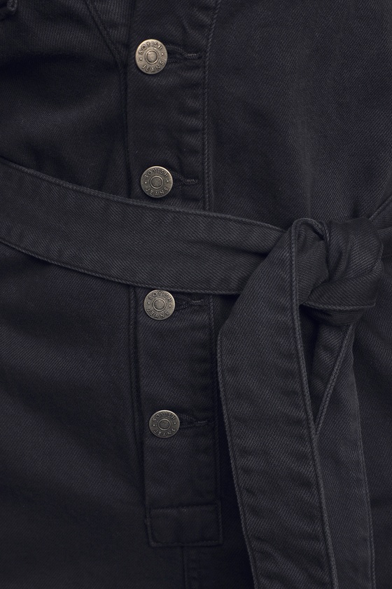 black denim utility jumpsuit