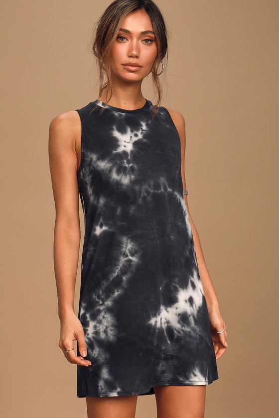 Lulus Feeling Amazing Blue Tie-dye Sleeveless Shift Dress | ModeSens