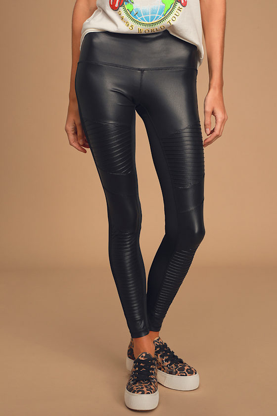 Dauntless Black Vegan Leather Moto Leggings 5