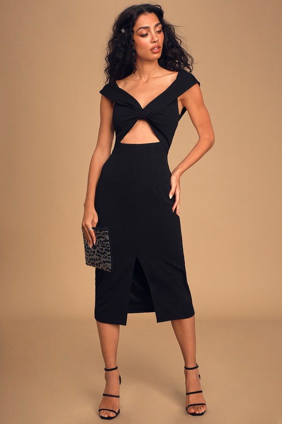 black dress with stomach cut out