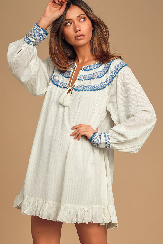 long sleeve embroidered dress