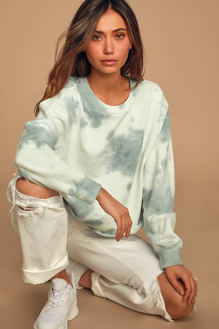 Cute Teal Tie-Dye Sweatshirt - Cropped Sweatshirt - Sweatshirt - Lulus