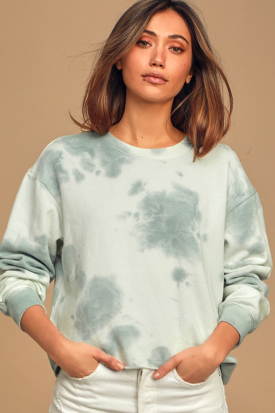 Cute Teal Tie Dye Sweatshirt Cropped Sweatshirt Sweatshirt Lulus