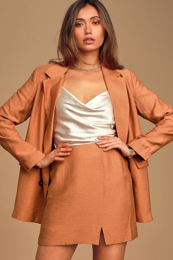 Lindee Rust Brown High-Waisted Mini Skirt 3