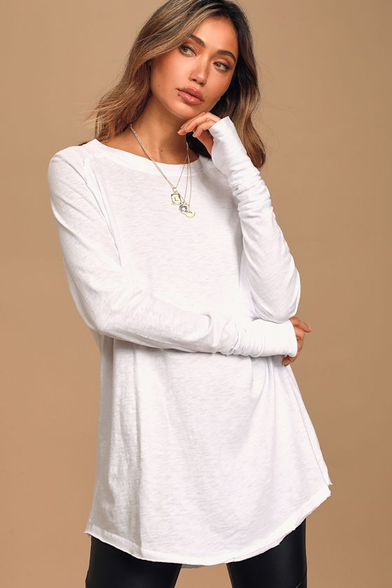 Arden White Long Sleeve Oversized Tee 2