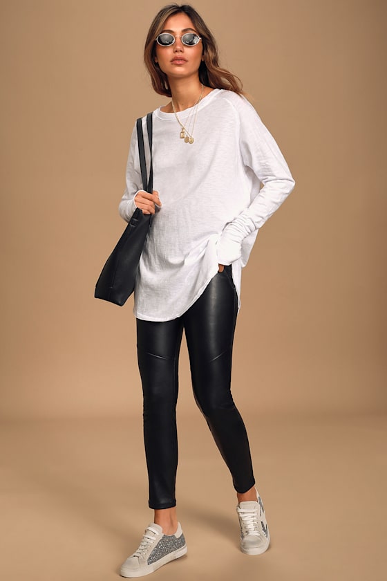 Arden White Long Sleeve Oversized Tee 1