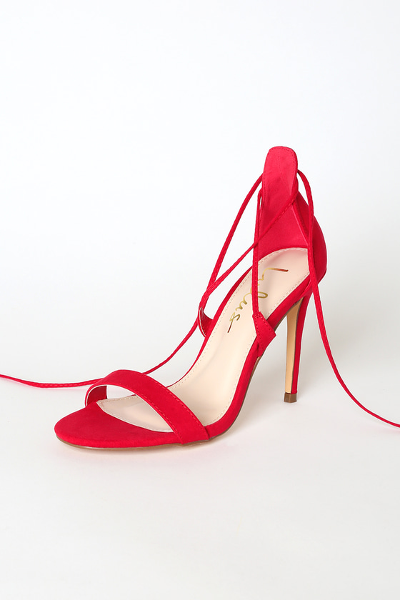 Chic Red Heels - Single Sole Heels - Suede Lace-Up Heels - Lulus