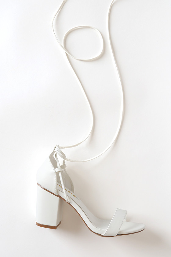 Kaira White Lace-Up Heels 1