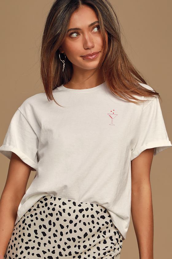 Jazz White Martini Cropped Graphic Tee 3