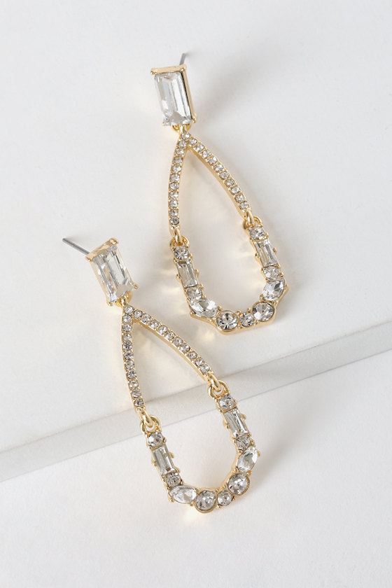Sparkling Splendor Gold Rhinestone Earrings 2