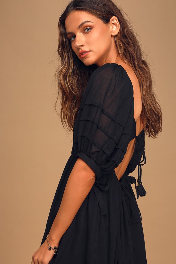 free people long black dress