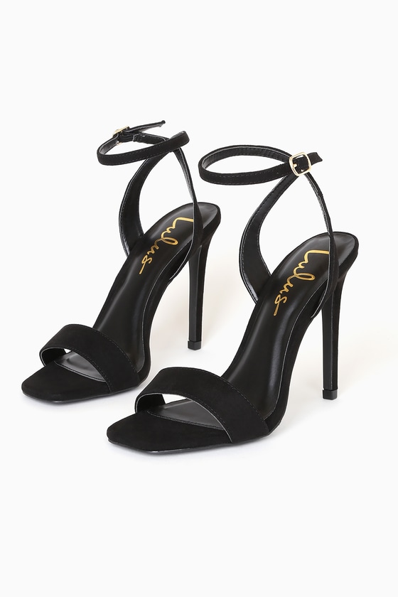 lulus black suede ankle strap heels womens