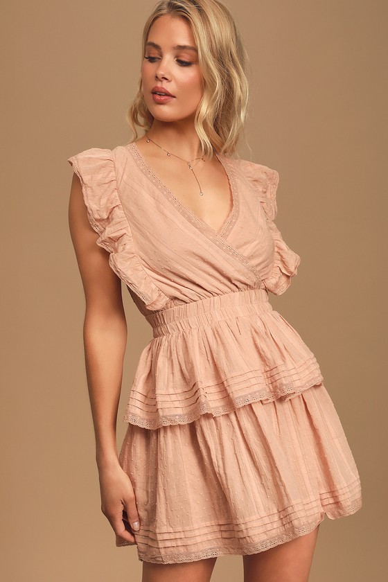 Blush Pink Lace effect dress size 10 by Hey Hey.