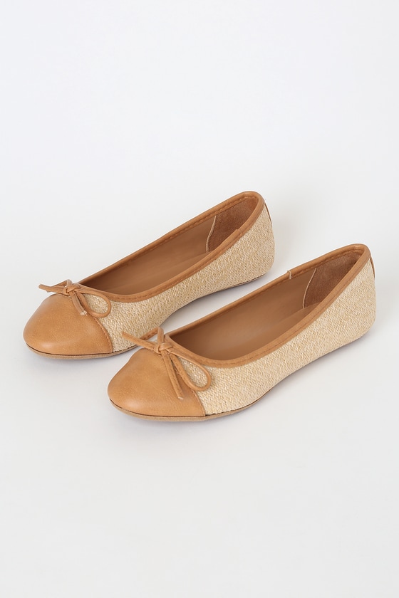 woven tan flats