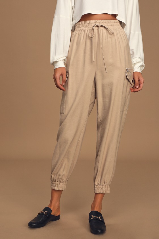 beige cargo joggers