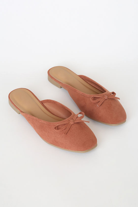 Cute Brown Shoes - Vegan Suede Flats - Slides - Mules - Lulus