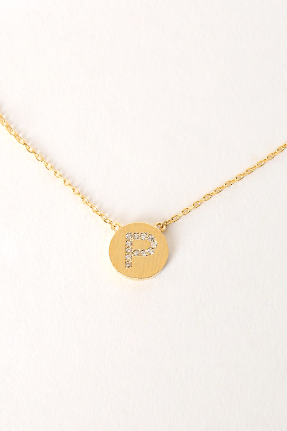 Chic Charm Necklace "P" Charm Necklace Rhinestone Necklace