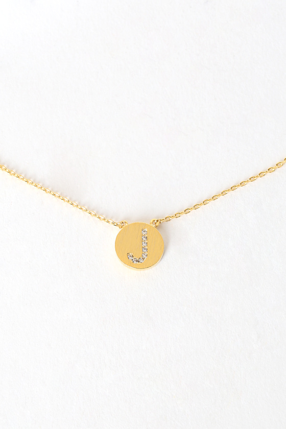 Chic Charm Necklace "J" Charm Necklace Rhinestone Necklace Lulus