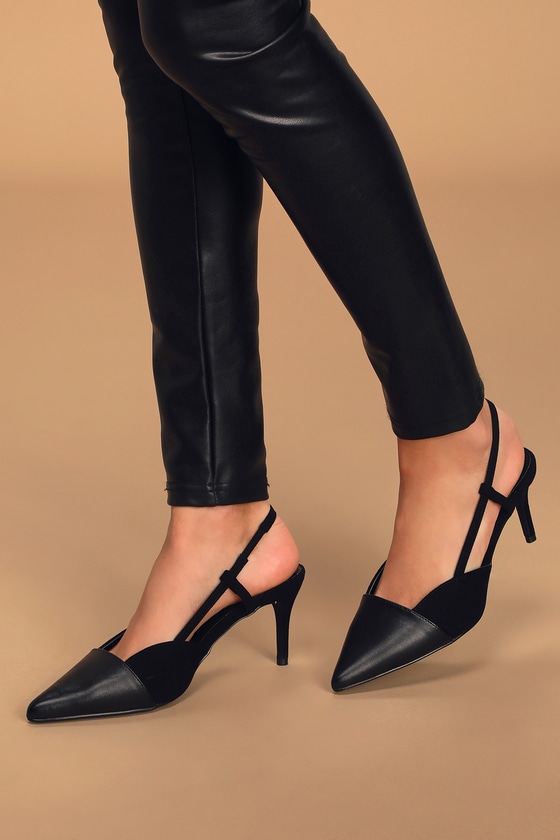 pointed toe sling back heels