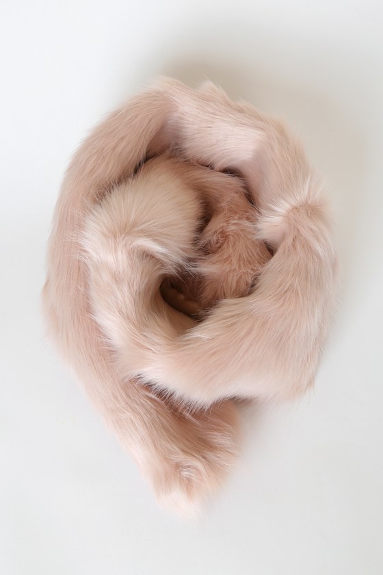Demure and Dreamy Blush Pink Faux Fur Stole 2