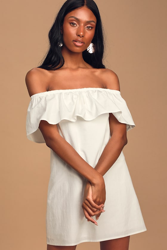 Livin' Large White Off-the-Shoulder Swing Dress 3