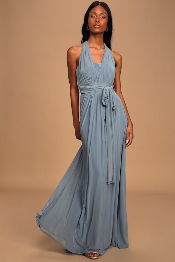 Infinitely Adored Slate Blue Convertible Maxi Dress 1