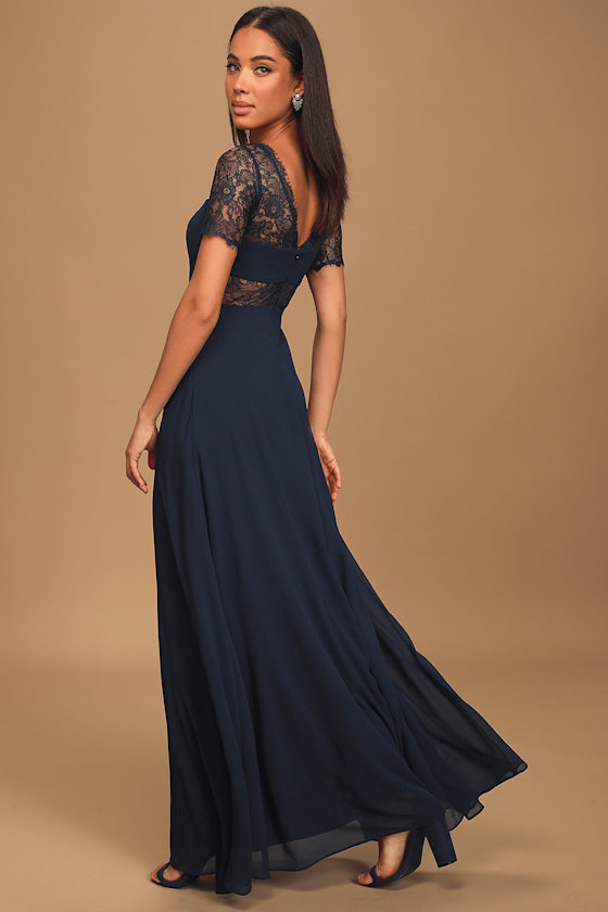 Waiting For Love Navy Lace Maxi Dress 5