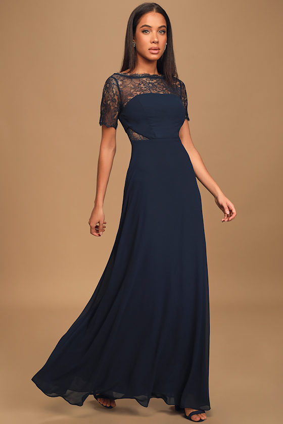 Waiting For Love Navy Lace Maxi Dress 2