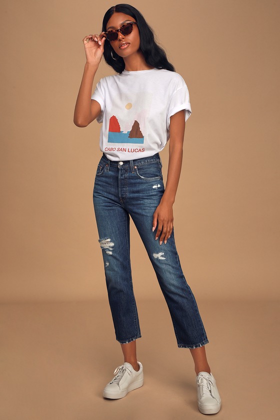 levi's 501 cropped high rise straight leg