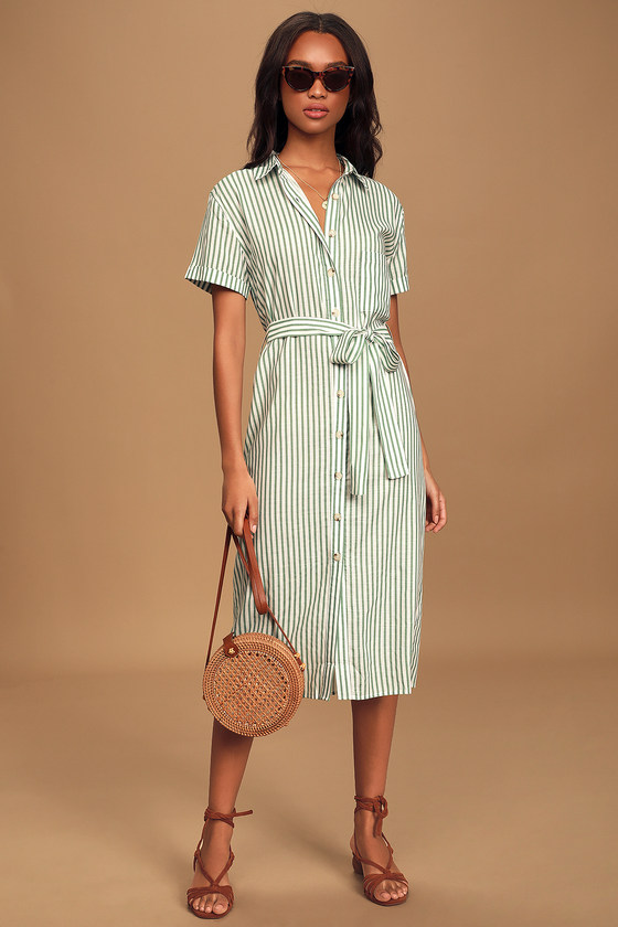 sage green shirt dress