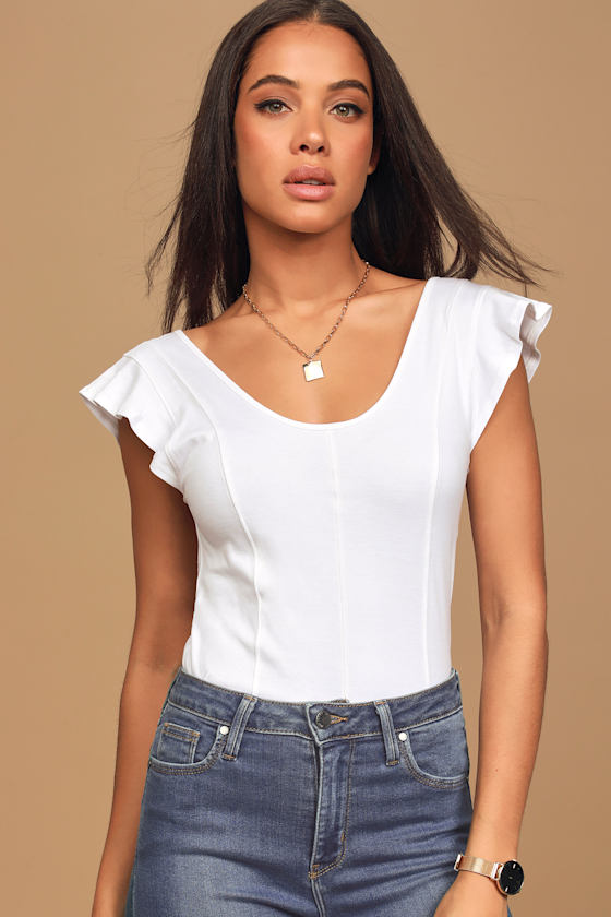 Free People Fleur Tank White Tank Top Flutter Sleeve Top Lulus