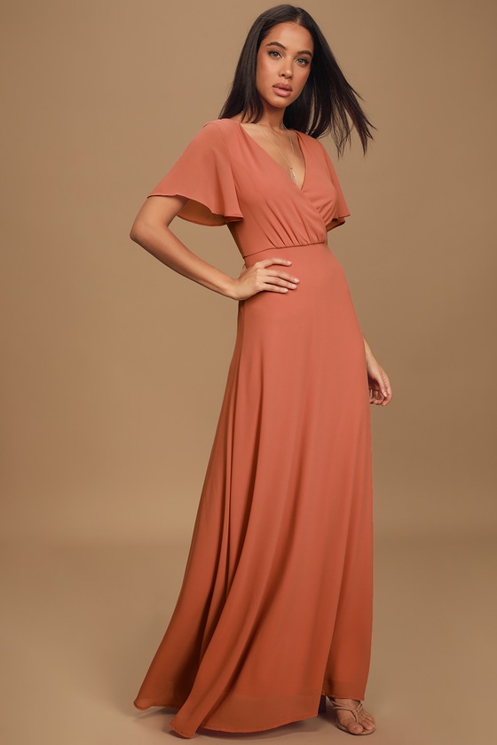 rose maxi dress with sleeves
