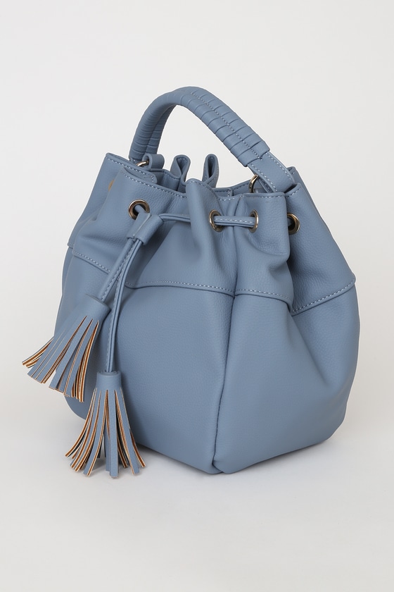 Cute Blue Bucket Bag Vegan Leather Bag Crossbody Cute Blue Bucket Bag Vegan Leather Bag Crossbody