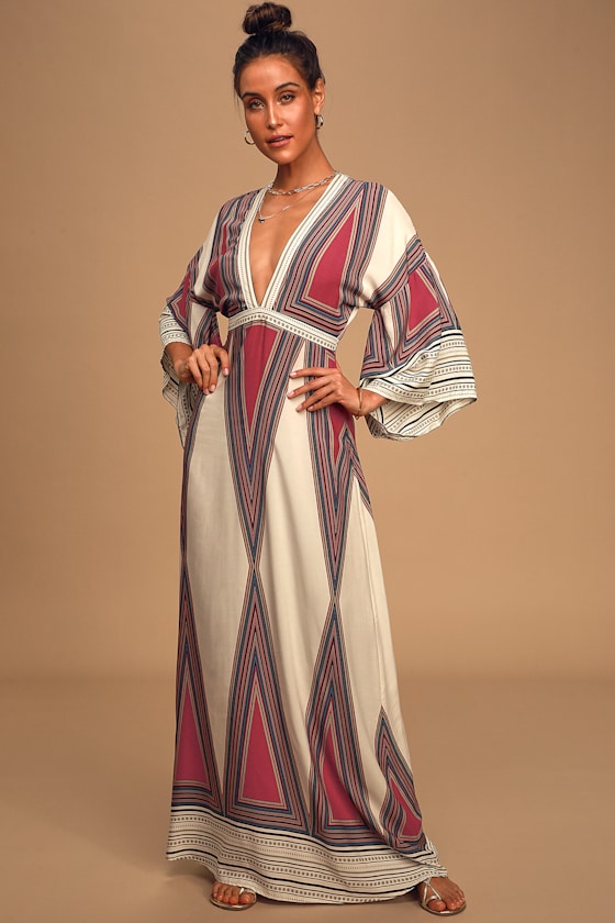 Montecito Cream Print Maxi Dress 1