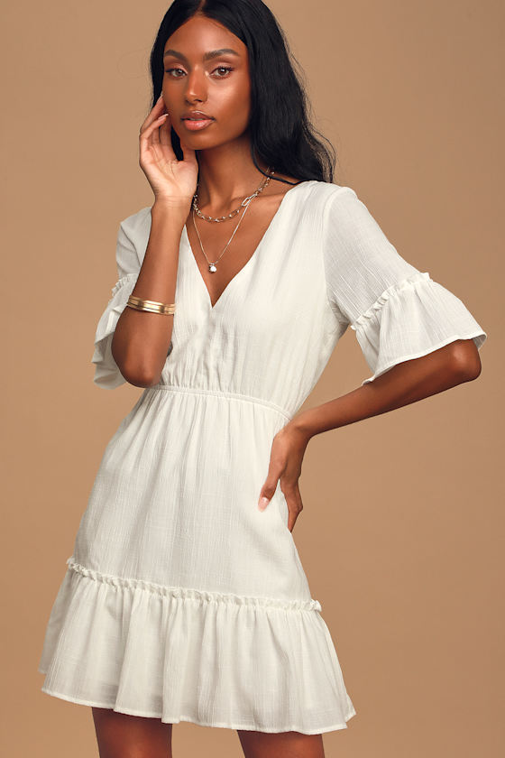 Sunshine Daydream White Short Sleeve Cutout Mini Dress 6
