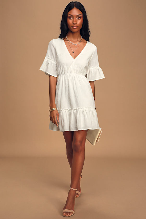 Sunshine Daydream White Short Sleeve Cutout Mini Dress 5