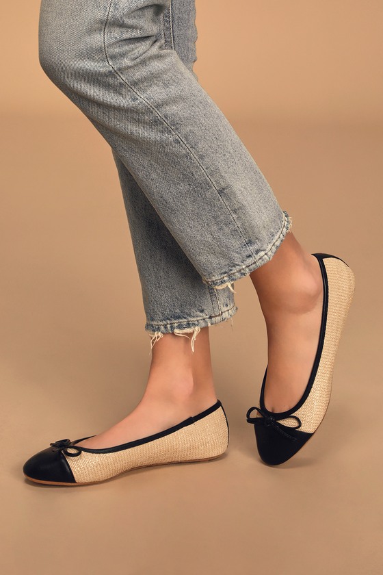 woven tan flats