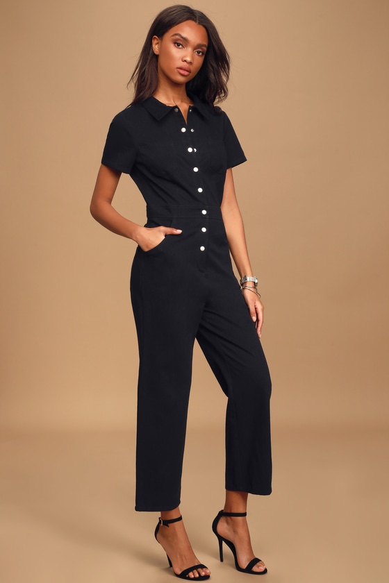 Cute Black Denim Jumpsuit - Utility Jumpsuit - Jumpsuit - Lulus