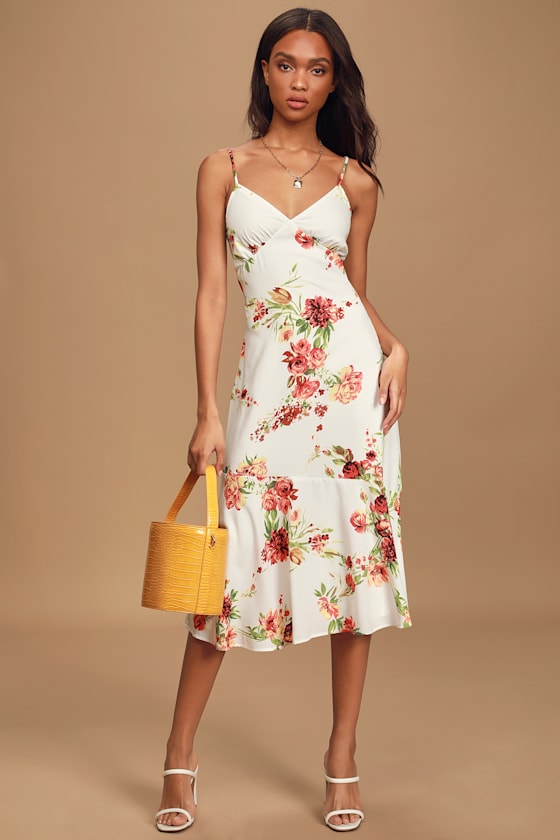 Summer Lovin' White Floral Print Sleeveless Midi Dress 1